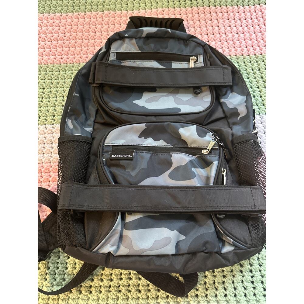 Eastport Skater Backpack Multi compartment EUC Back Grey Camo Print